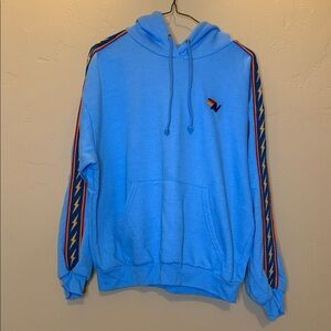 Aviator Nation Light Blue Hoodie with Lightning Sleeve